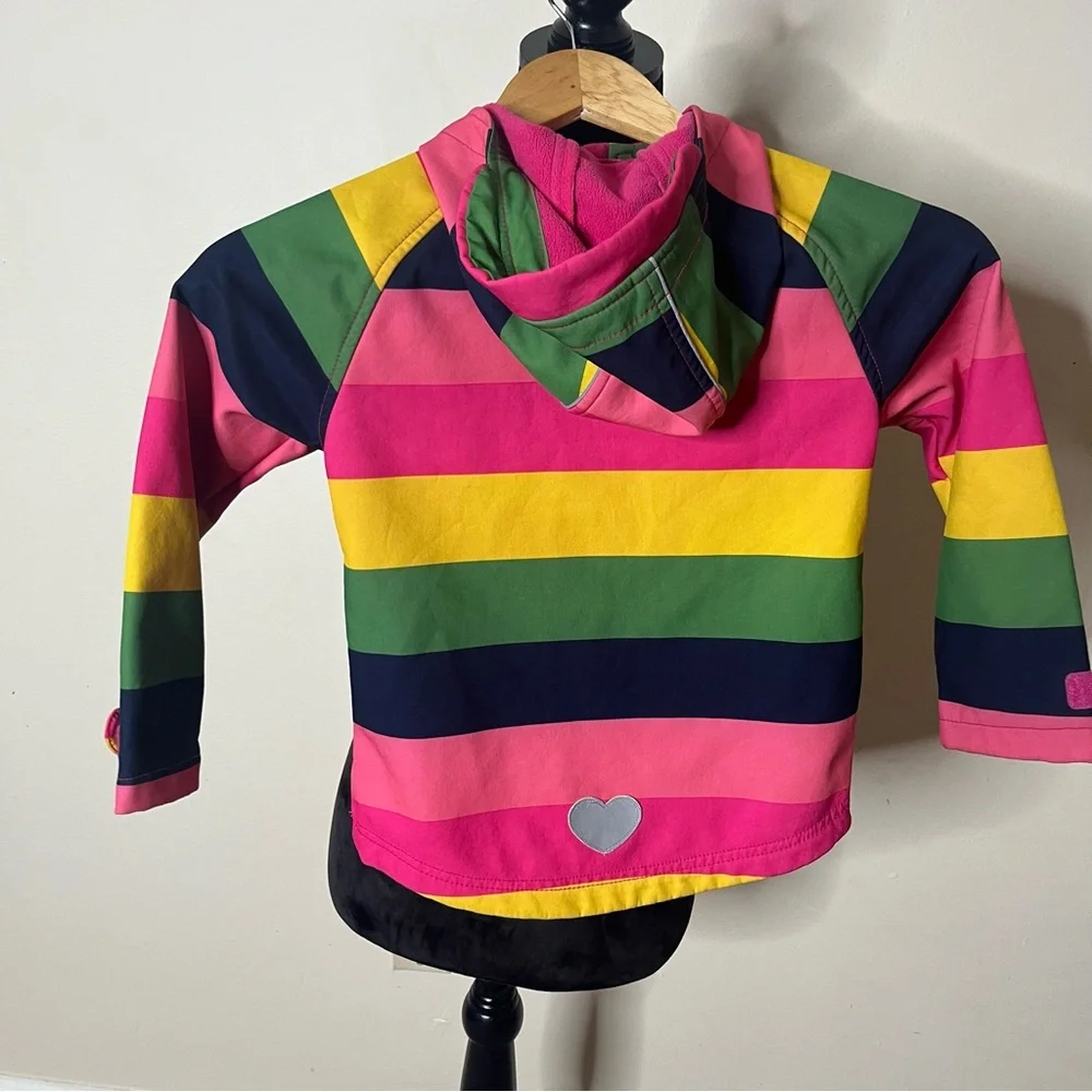 M2C Girls Sz 4T Rainbow‎ Striped Fleece Lined Hooded Windbreaker Jacket
